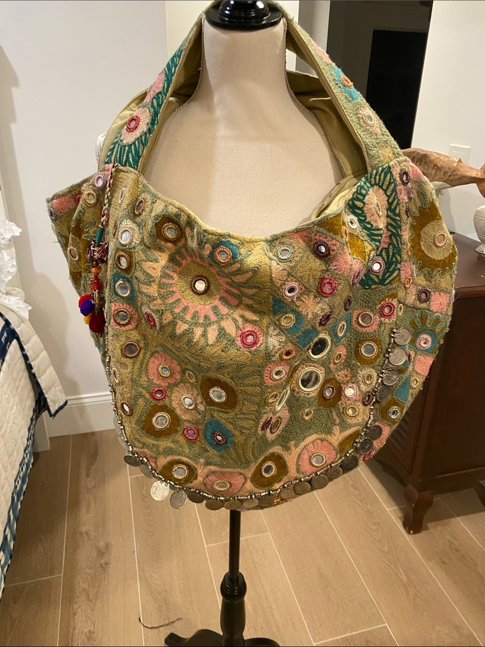 Tylie Malibu Multicolor Embroidered Boho Shoulder Bag